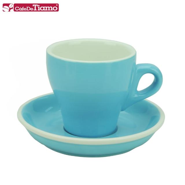【Tiamo】14號鬱金香卡布杯盤組5客180CC-粉藍色(HG0851BB)