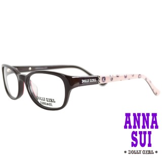【ANNA SUI 安娜蘇】Dolly Girl系列典雅框眼鏡(DG524-134-鑽飾花紋圖騰-咖)