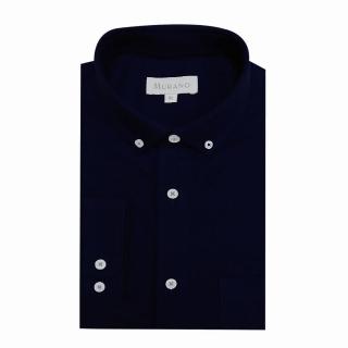 【MURANO】舒適保暖磨毛長袖襯衫-深藍色(台灣製、現貨、保暖)