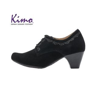 【Kimo】都市風閃鑽優雅羊皮彈性踝靴高跟鞋-都市黑(KAIWF138053)