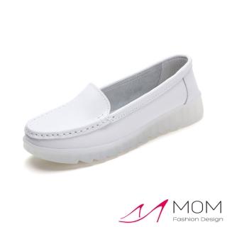 【MOM】真皮舒適透明果凍軟底舒適護士鞋(白)