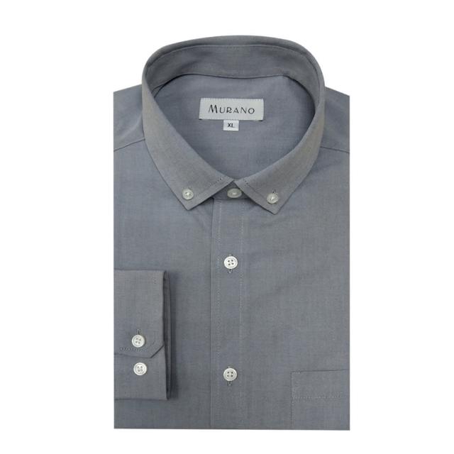 【MURANO】紳式風長袖襯衫-淺灰色(台灣製、現貨)