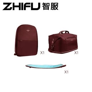 【ZHIFU 智服】筆電後背包+拼接旅行包三件組-咖啡色(後背包 旅行包 拼接包)