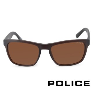 【POLICE】義大利 時尚造型鏡腳太陽眼鏡(深咖-POS1858-AQHP)