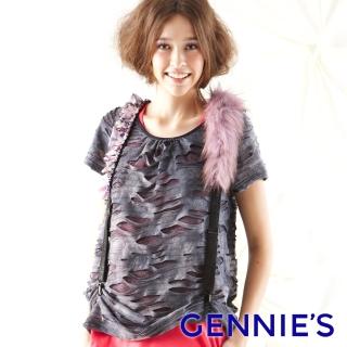 【Gennies 奇妮】破壞感時尚設計上衣(紫/黑G3148)