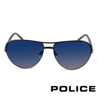 【POLICE】義大利 時尚飛行員框漸層太陽眼鏡(藍-POS8853-K56B)