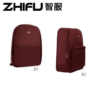 【ZHIFU 智服】筆電後背包+拼接旅行包兩件組-咖啡色(後背包 旅行包 拼接包)