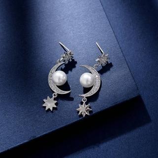 【HaNA 梨花】韓國珍珠點鑽月光耳環