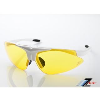 【Z-POLS】MIT頂級可掀設計質感白搭夜用黃防爆PC頂級運動眼鏡(抗紫外線UV400 可配度數設計!)