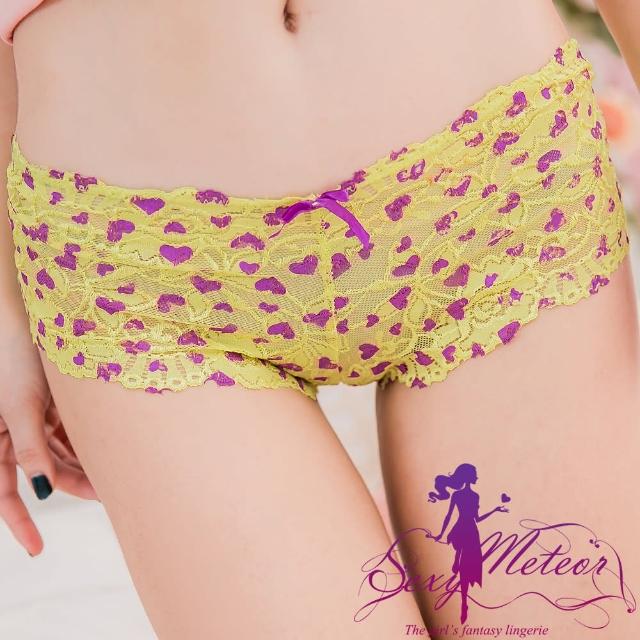 【Sexy Meteor】PA2489全尺碼-蝶結愛心蕾絲低腰三角內褲(微甜黃)