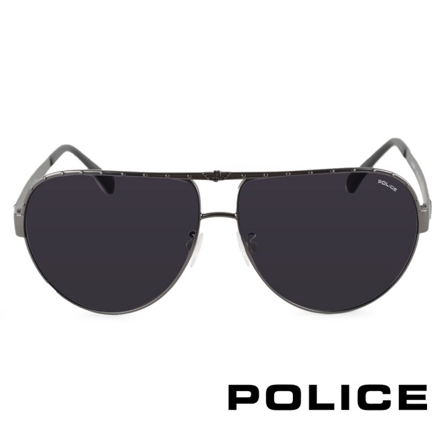 【POLICE】義大利 飛行員框造型太陽眼鏡(黑-POS8844-0H66)