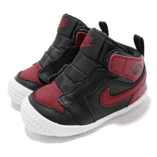 【NIKE 耐吉】休閒鞋 Jordan 1 CRIB Bootie 童鞋 喬丹 經典配色 學步鞋 穿搭 小童 黑 紅(AT3745-023)