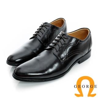 【GEORGE 喬治皮鞋】經典素面綁帶後雕花真皮紳士皮鞋-咖啡色115088AH-20