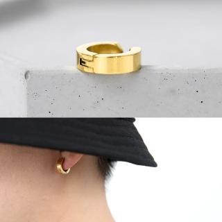 【玖飾時尚】夾式耳環素面金色鋼製(耳夾耳環)
