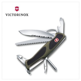 【VICTORINOX 瑞士維氏】Ranger Grip12用瑞士刀/黑綠(0.9663.MWC4)