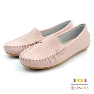 【101玩Shoes】mit.極簡風素面平底樂福豆豆鞋(粉色.36-41碼)