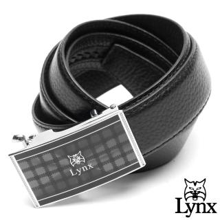 【Lynx】美國山貓雅爵格紋真皮自動扣皮帶