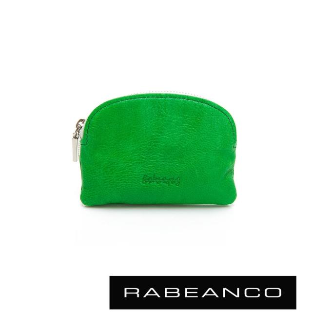 【RABEANCO】迷色彩羊皮系列亮彩拉鍊零錢包(綠)