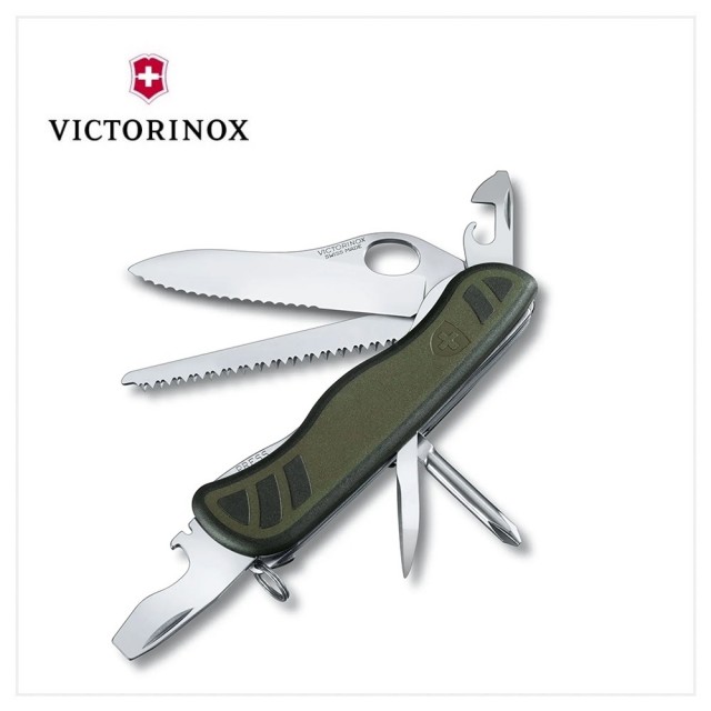 【VICTORINOX 瑞士維氏】Swiss Soldiers Knife10用瑞士刀/綠黑(0.8461.MWCH)