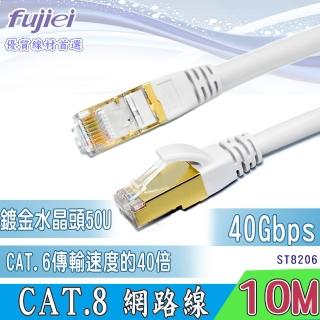 【Fujiei】CAT.8 超高速網路線 10M(40 Gbps的飆速快感超越CAT.6速度40倍)