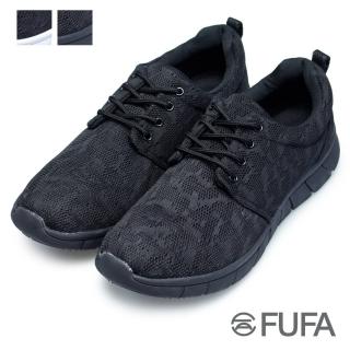 【FUFA Shoes 富發牌】網布彈力輕量慢跑鞋-黑/全黑 2S114N(運動鞋/健身鞋/休閒鞋)
