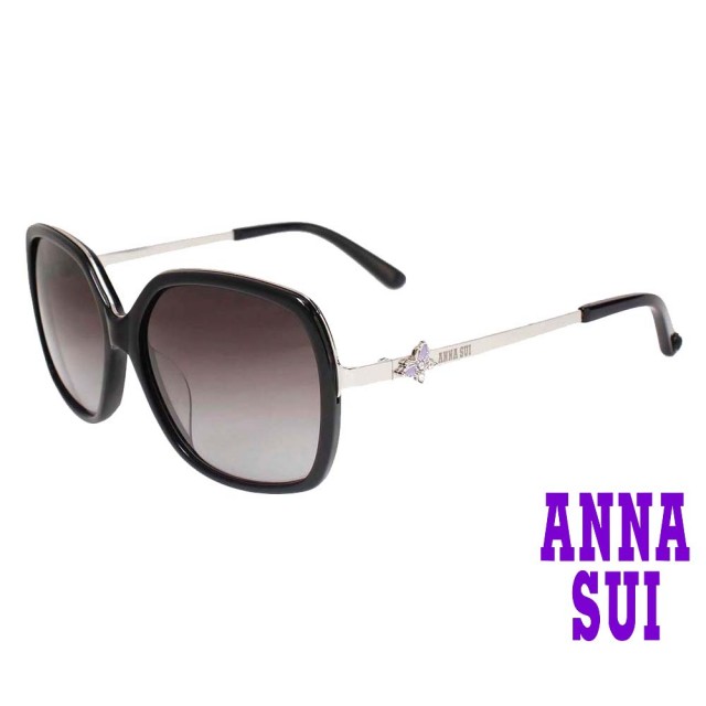 【ANNA SUI 安娜蘇】安娜流線細框系列太陽眼鏡(AS878-001-黑)