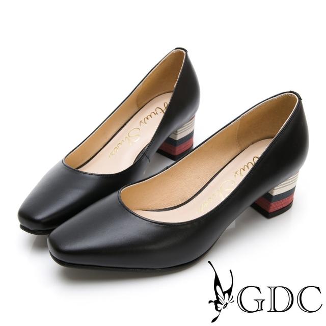 【GDC】優雅可愛溫柔彩跟微方頭粗跟鞋-黑色(911883)