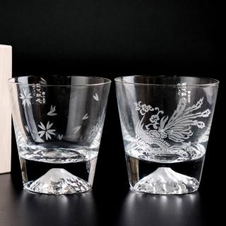 【田島硝子】富士山杯 櫻花限量款+鳳凰杯 威士忌杯2入組 對杯(TG16-015-RS+TG19-001-FX)