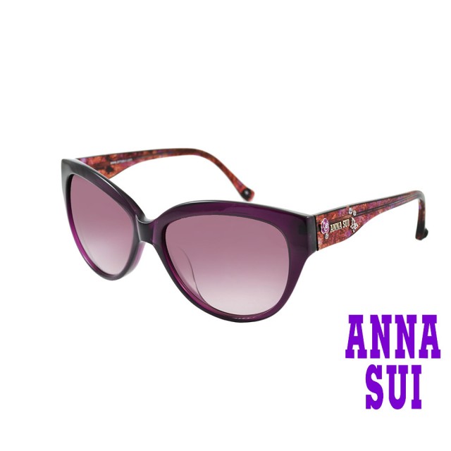 【ANNA SUI 安娜蘇】安娜流線貓眼系列太陽眼鏡(AS875-718-紫)