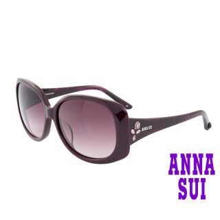 【ANNA SUI 安娜蘇】安娜寬版花鑽系列太陽眼鏡(AS886-771-紫)