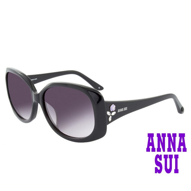 【ANNA SUI 安娜蘇】安娜寬版花鑽系列太陽眼鏡(AS886-001-黑)