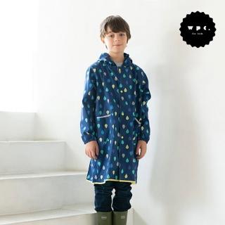 【w.p.c】空氣感兒童雨衣/超輕量防水風衣 附收納袋(藍雨滴M)