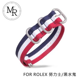 【MR】20mm ROLEX 勞力士/黑水鬼 尼龍/三環錶帶
