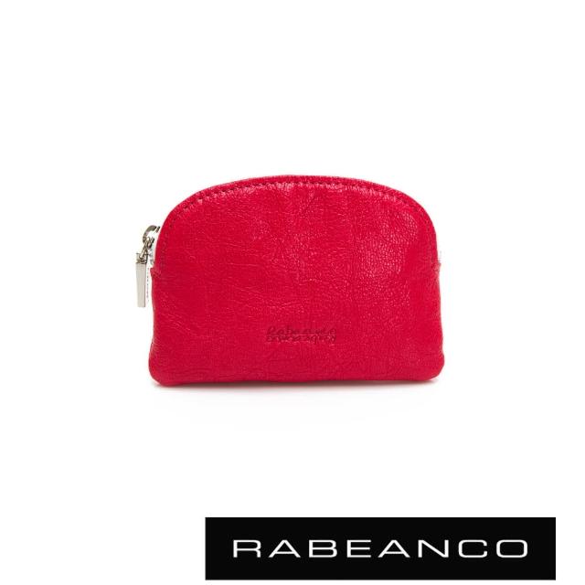 【RABEANCO】迷色彩羊皮系列亮彩拉鍊零錢包(紅)