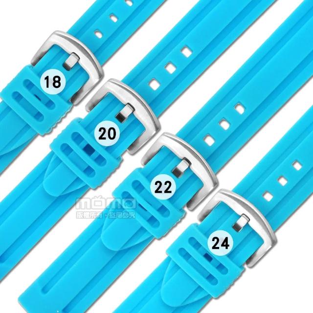【Watchband】18.20.22.24 mm / 各品牌通用 舒適耐用 輕便 運動型 加厚矽膠錶帶(藍色)