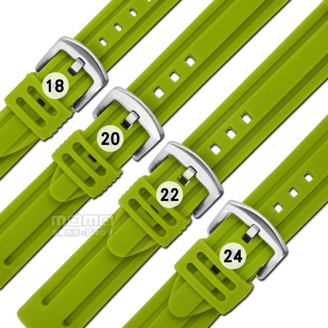 【Watchband】18.20.22.24 mm / 各品牌通用 舒適耐用 輕便 運動型 加厚矽膠錶帶(綠色)