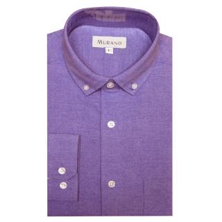 【MURANO】休閒牛津長袖襯衫-藍紫(台灣製、現貨、牛津)