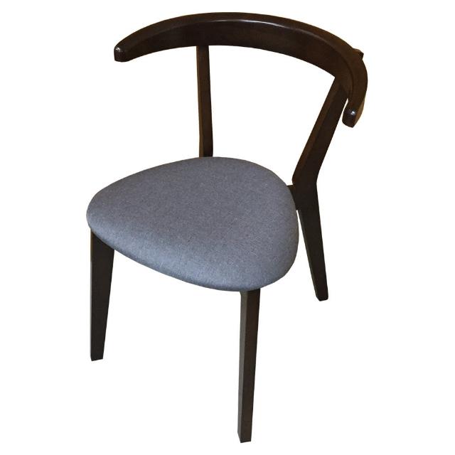 【AS雅司設計】Carlin胡桃色灰布面實木餐椅-44.5x49x71cm