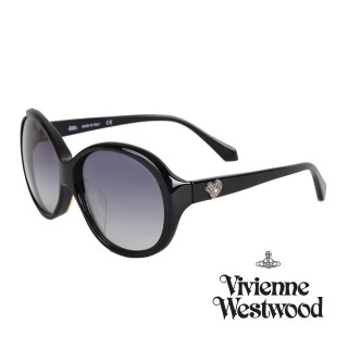 【Vivienne Westwood】英國精品時尚心鑽系列造型太陽眼鏡(VW743-01-黑)