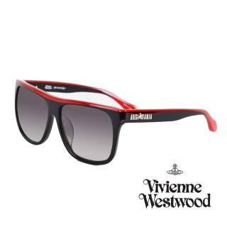 【Vivienne Westwood】英國精品時尚搖滾系列造型太陽眼鏡(AN844-01-黑紅)