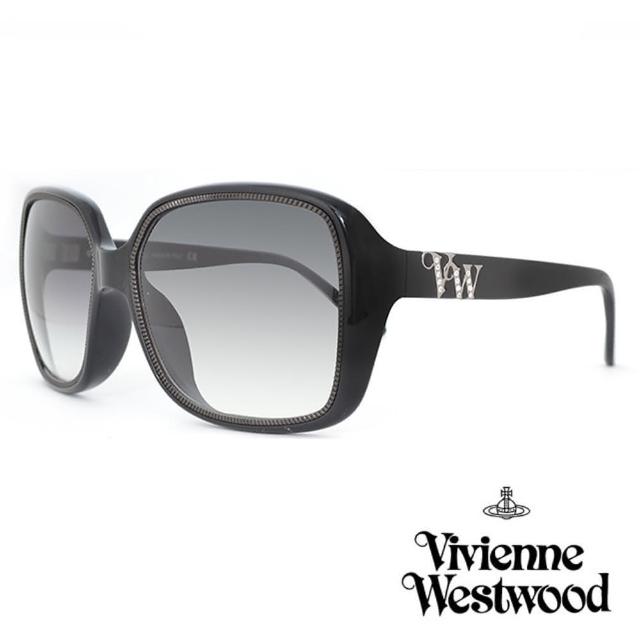 【Vivienne Westwood】英國經典鑽飾系列方框太陽眼鏡(VW79601-黑)