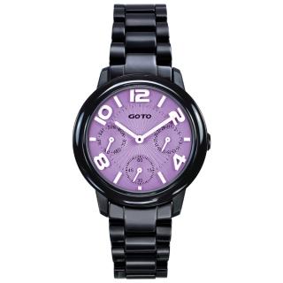 【GOTO】Candy Magic 陶瓷時尚手錶-IP黑x紫(GC9106L-33-N21)