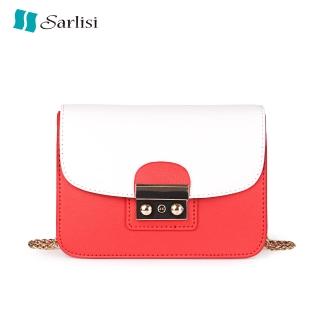 【Sarlisi】頂級PU皮側肩包斜背包清新時尚小方包鏈帶包（小包款）