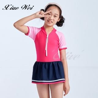 【Apple蘋果牌】女童短袖連身裙泳裝(NO.019606)