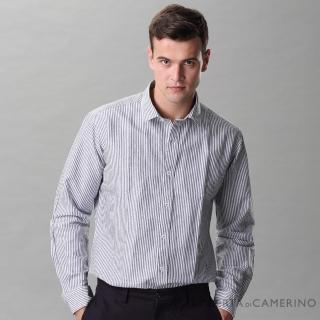 【ROBERTA 諾貝達】進口素材 台灣製 合身版 魅力條紋 純棉長袖襯衫(灰色)