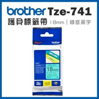 【brother】TZe-741★護貝標籤帶 18mm 綠底黑字
