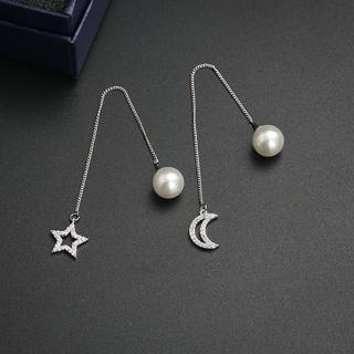 【梨花HaNA】韓國星月不對稱珍珠光澤耳環