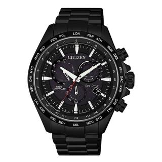 【CITIZEN 星辰】GENTS 光動能電波對時限定腕錶-黑45mm(CB5835-83E)