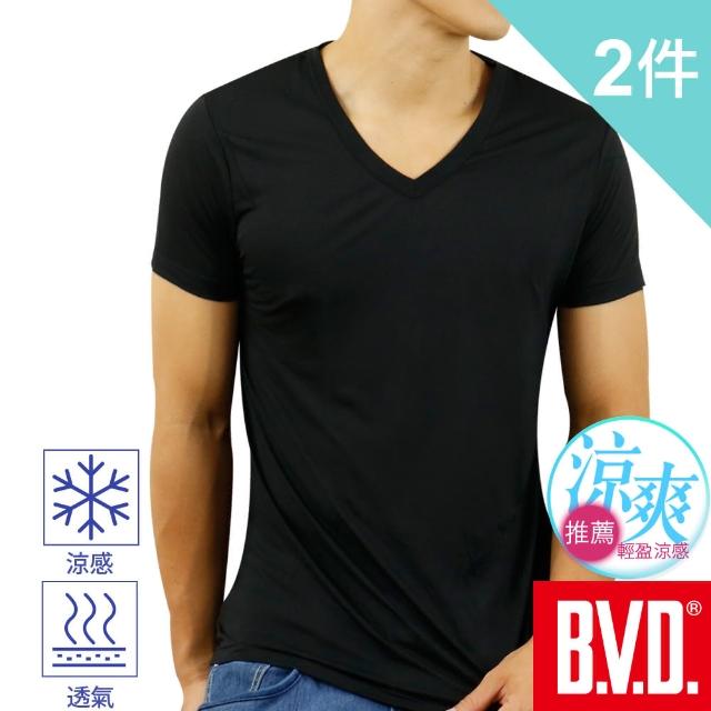 【BVD】2件組涼感瞬降 酷涼V領短袖衫(特殊技術 纖維維持長效舒涼機能)