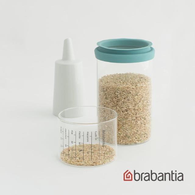 【Brabantia】玻璃量杯儲存罐1L-薄荷藍(荷蘭百年大廠)